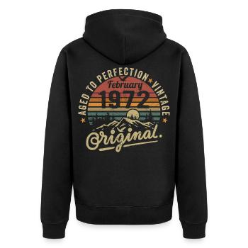 Februar 1972 - Februar 1972 Jahrestag Februar 1972 - Unisex Premium Bio Zip Hoodie - Schwarz - Hinten - Nico (187cm)