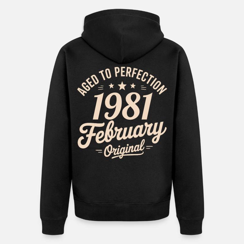 Février 1981 - February 1981 - Veste à capuche bio Premium Unisexe - noir