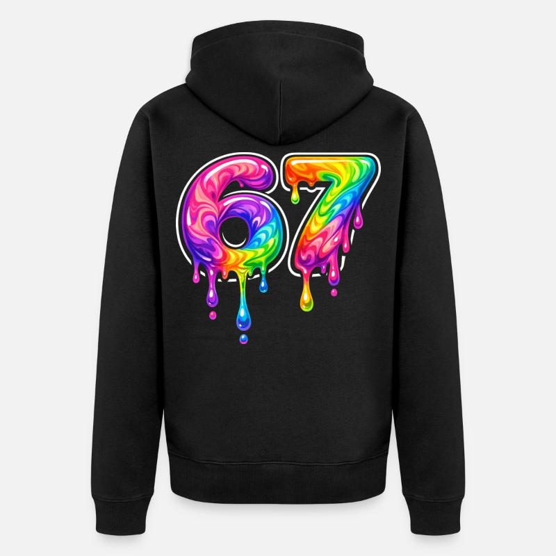 67 Six Meme Seven Alpha Slang - Veste à capuche bio Premium Unisexe - noir