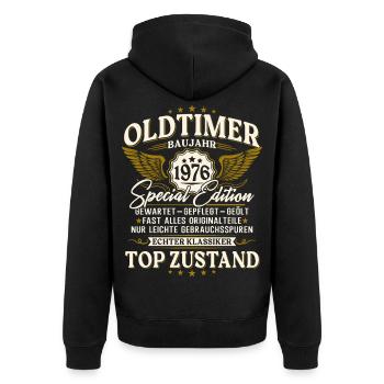 50. Geburtstag 1976 Oldtimer Geschenk Retro - Unisex Premium Bio Zip Hoodie - Schwarz - Hinten - Nico (187cm)