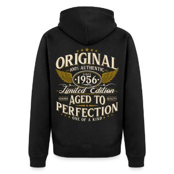 1956 Jahrgang 70. Geburtstag Retro Geschenk - Unisex Premium Bio Zip Hoodie - Schwarz - Hinten - Nico (187cm)