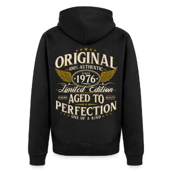 Cadeau d’anniversaire pour le 50e anniversaire 1976 Vintage Retro - Veste à capuche bio Premium Unisexe - noir - Dos - Nico (187cm)