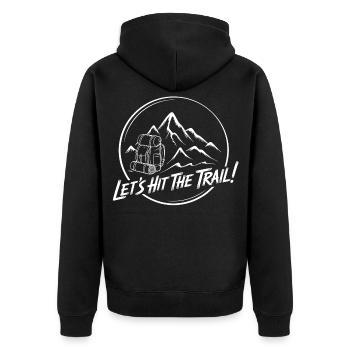 Mountain Trail Adventure Backpack Motif - Unisex Premium Organic Zip Hoodie - black - Back - Nico (187cm)