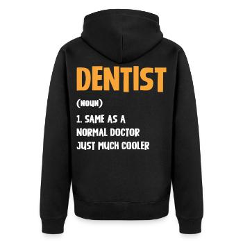 Zahnarzt Humor Typografie - Unisex Premium Bio Zip Hoodie - Schwarz - Hinten - Nico (187cm)