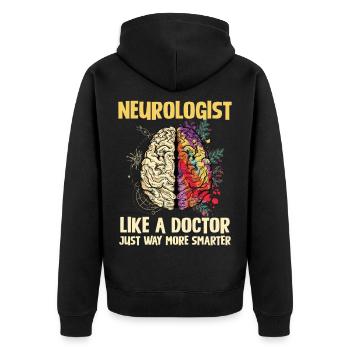 Neurologist Genie – Much Smarter - Unisex Premium Organic Zip Hoodie - black - Back - Nico (187cm)