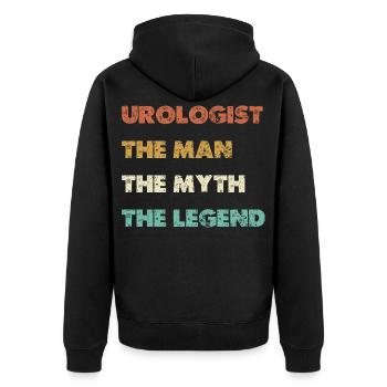 Urologist The Man Myth Legend - Unisex Premium Organic Zip Hoodie - black - Back - Nico (187cm)