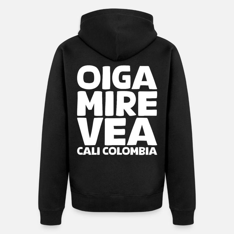 Oiga, Mire, Vea en blanc - Veste à capuche bio Premium Unisexe - noir