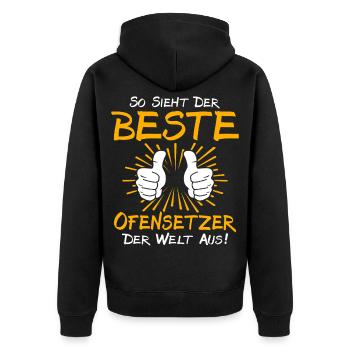 Stove Fitter Gift Idea - Unisex Premium Organic Zip Hoodie - black - Back - Nico (187cm)