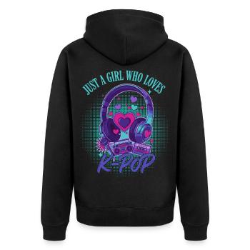 Juste une fille qui adore la musique coréenne de la K-pop mignonne - Veste à capuche bio Premium Unisexe - noir - Dos - Nico (187cm)