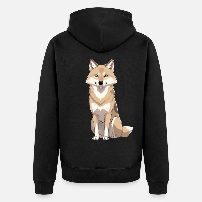Illustration joyeuse d’un ami renard - Veste à capuche bio Premium Unisexe - noir