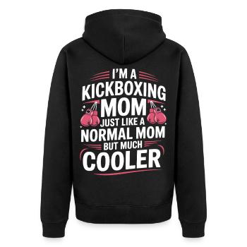 Kickboxing Mother Motif - Unisex Premium Organic Zip Hoodie - black - Back - Nico (187cm)