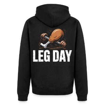 Leg Day Kraftduell - Unisex Premium Bio Zip Hoodie - Schwarz - Hinten - Nico (187cm)