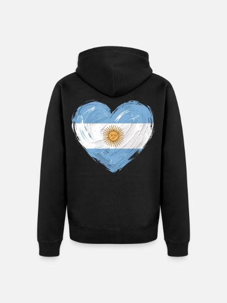 Argentina Flag Heart Fußball Fußball - Unisex Premium Bio Zip Hoodie - Schwarz