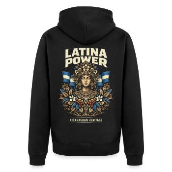 Nicaragua Latina Power Nicaraguan Heritage - Unisex Premium Bio Zip Hoodie - Schwarz - Hinten - Nico (187cm)