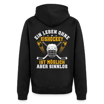 ein leben ohne Eishockey ist möglich aber sinnlos  - Unisex Premium Organic Zip Hoodie - black - Back - Nico (187cm)