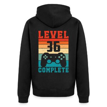 36. Geburtstag Level 36 Complete 36 Jahre Gamer - Unisex Premium Bio Zip Hoodie - Schwarz - Hinten - Nico (187cm)