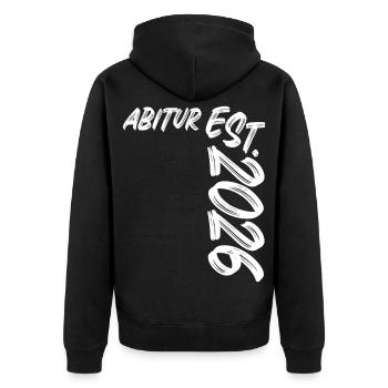 Abitur Est 2026  - Unisex Premium Bio Zip Hoodie - Schwarz - Hinten - Nico (187cm)