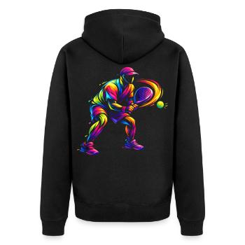 Padel Player Gift Kids Boy Passion - Unisex Premium Organic Zip Hoodie - black - Back - Nico (187cm)