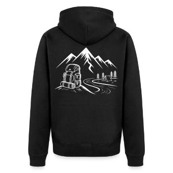 Aventure de randonnée sur un sentier de montagne - Veste à capuche bio Premium Unisexe - noir - Dos - Nico (187cm)