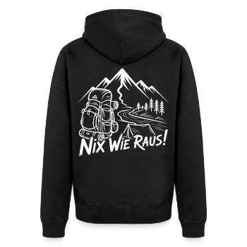 Nothing like Raus Mountain Motif Hiking Motif - Unisex Premium Organic Zip Hoodie - black - Back - Nico (187cm)
