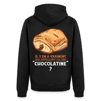Humour Chocolatine Pain au Chocolat Petit Déjeuner - Veste à capuche bio Premium Unisexe - noir - Dos - Nico (187cm)