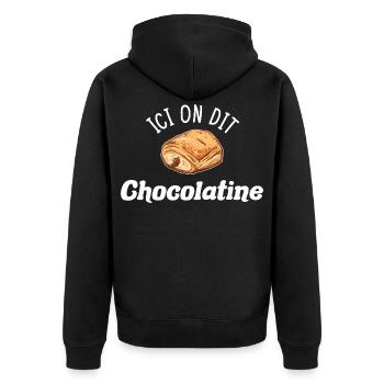 Chocolatine Humor Pain au Chocolat South West - Unisex Premium Bio Zip Hoodie - Schwarz - Hinten - Nico (187cm)