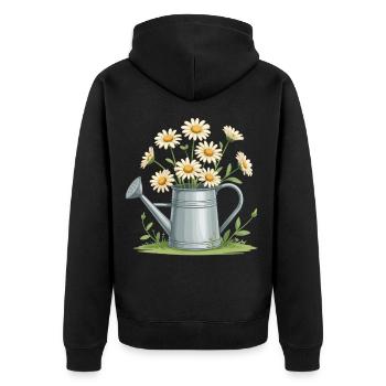 Des marguerites dans l’arrosoir - Veste à capuche bio Premium Unisexe - noir - Dos - Nico (187cm)