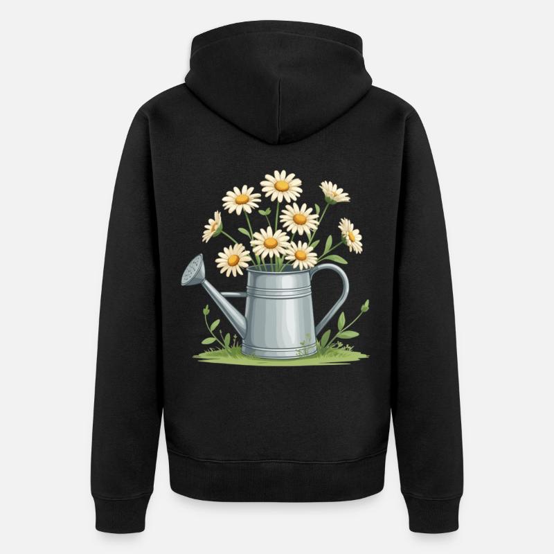 Des marguerites dans l’arrosoir - Veste à capuche bio Premium Unisexe - noir