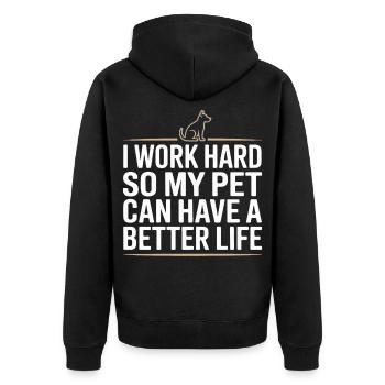 Je travaille dur pour que mon animal puisse avoir une vie meilleure - Veste à capuche bio Premium Unisexe - noir - Dos - Nico (187cm)