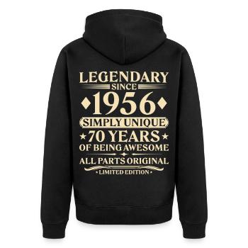 1956 Naissance unique 70e anniversaire - Veste à capuche bio Premium Unisexe - noir - Dos - Nico (187cm)