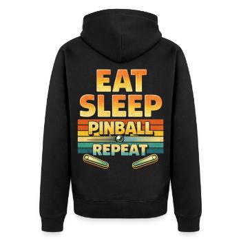 Pinball Flipperspieler Eat Sleep Pinball - Unisex Premium Bio Zip Hoodie - Schwarz - Hinten - Nico (187cm)