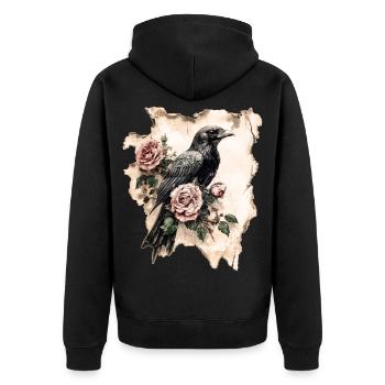 Raven - Unisex Premium Organic Zip Hoodie - black - Back - Nico (187cm)