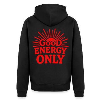 Bonne énergie Seulement des vibrations positives Soleil - Veste à capuche bio Premium Unisexe - noir - Dos - Nico (187cm)