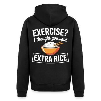Bol d’humour : Diction de riz supplémentaire - Veste à capuche bio Premium Unisexe - noir - Dos - Nico (187cm)