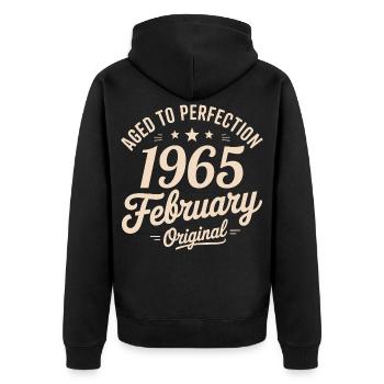 Février 1965 - February 1965 - Veste à capuche bio Premium Unisexe - noir - Dos - Nico (187cm)