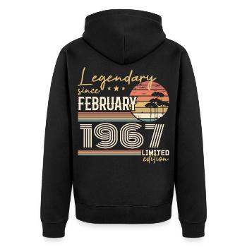 Février 1967 anniversaire 1967 légendes Février - Veste à capuche bio Premium Unisexe - noir - Dos - Nico (187cm)