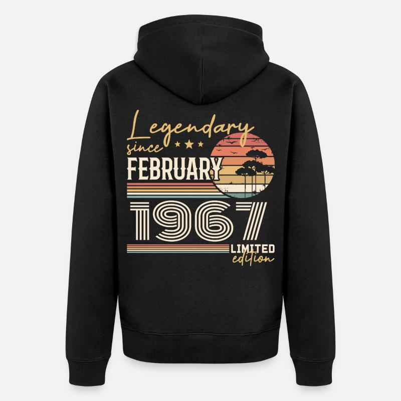 Février 1967 anniversaire 1967 légendes Février - Veste à capuche bio Premium Unisexe - noir