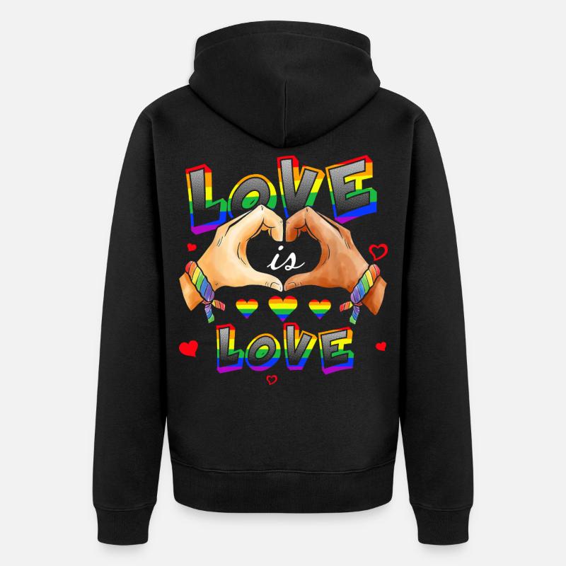 L’amour, c’est l’amour, cœurs arc-en-ciel - Veste à capuche bio Premium Unisexe - noir