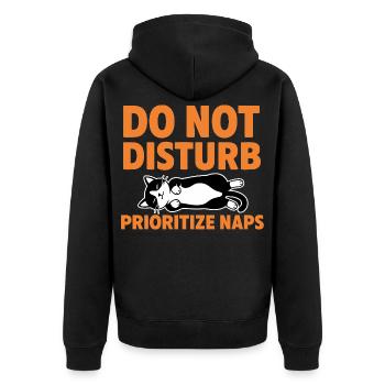 Do Not Disturb Prioritize Naps Cat - Unisex Premium Organic Zip Hoodie - black - Back - Nico (187cm)