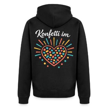 Konfetti im Herzen Karneval Geschenk - Unisex Premium Bio Zip Hoodie - Schwarz - Hinten - Nico (187cm)