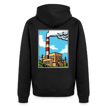 Silhouette de dessins animés industriels - Veste à capuche bio Premium Unisexe - noir - Dos - Nico (187cm)