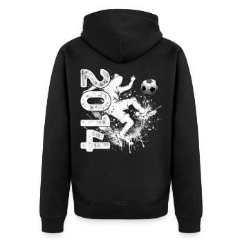 12e anniversaire Années 2014 Football - Veste à capuche bio Premium Unisexe - noir - Dos - Nico (187cm)