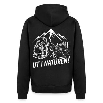 Abenteuer-Rucksackwandern - Unisex Premium Bio Zip Hoodie - Schwarz - Hinten - Nico (187cm)