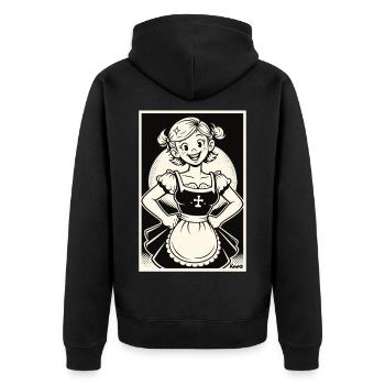 Dirndl Girl Cartoon - Unisex Premium Organic Zip Hoodie - black - Back - Nico (187cm)