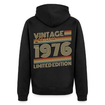 Vintage 1976 Vintage Birthday Gift - Unisex Premium Organic Zip Hoodie - black - Back - Nico (187cm)