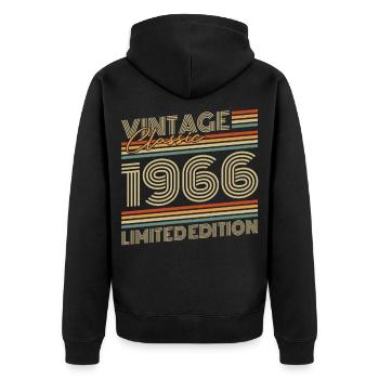 Vintage 1966 Vintage Birthday Gift - Unisex Premium Organic Zip Hoodie - black - Back - Nico (187cm)