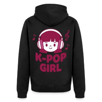 K-Pop Girl Cute Korean Music Kpop Anime Vibes - Unisex Premium Organic Zip Hoodie - black - Back - Nico (187cm)