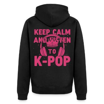 Restez calme et écoutez la musique coréenne K-Pop - Veste à capuche bio Premium Unisexe - noir - Dos - Nico (187cm)