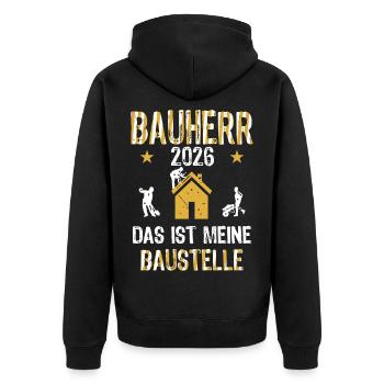Client 2026 Site de construction Début des travaux - Veste à capuche bio Premium Unisexe - noir - Dos - Nico (187cm)