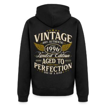 Cadeau rétro pour le 30e anniversaire 1996 - Veste à capuche bio Premium Unisexe - noir - Dos - Nico (187cm)